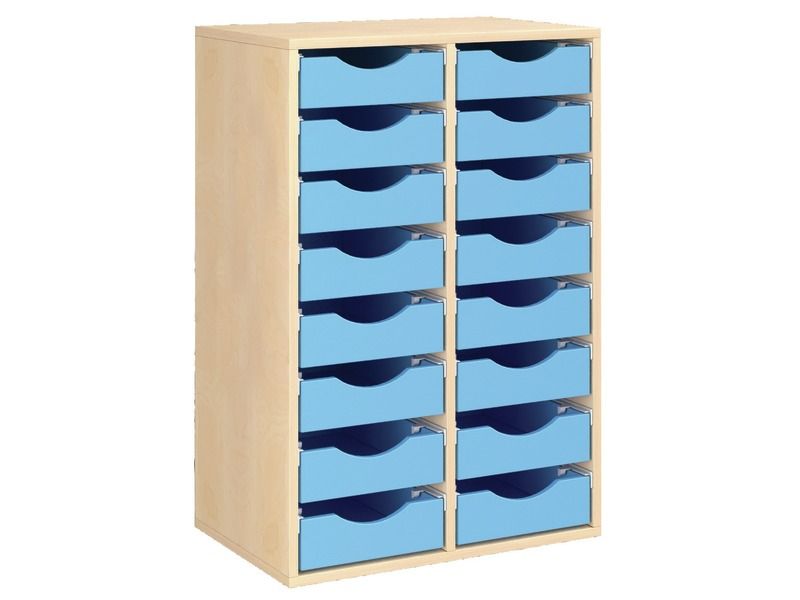 MEUBLE MÉLAMINÉ H: 102 cm - L: 70,5 cm 16 bacs bois sur rails