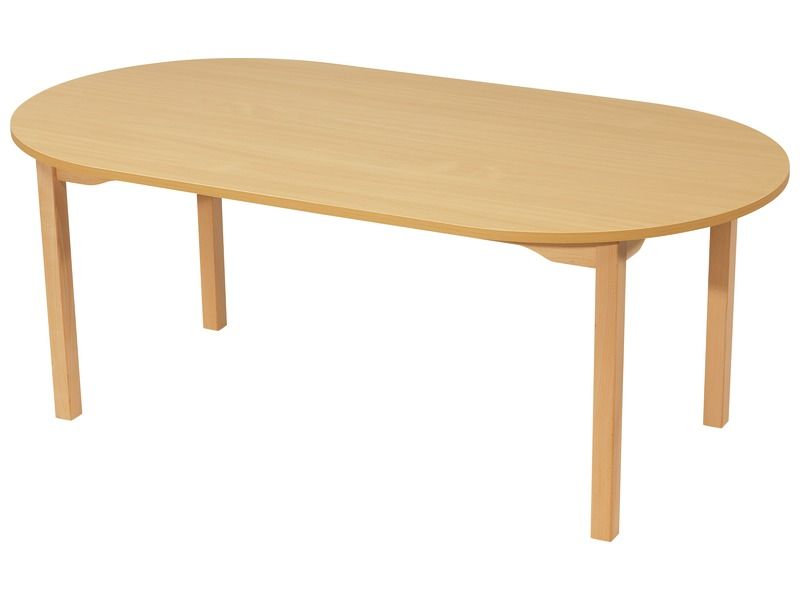 LAMINATED TABLE TOP – WOODEN LEGS – 150x80 cm oval