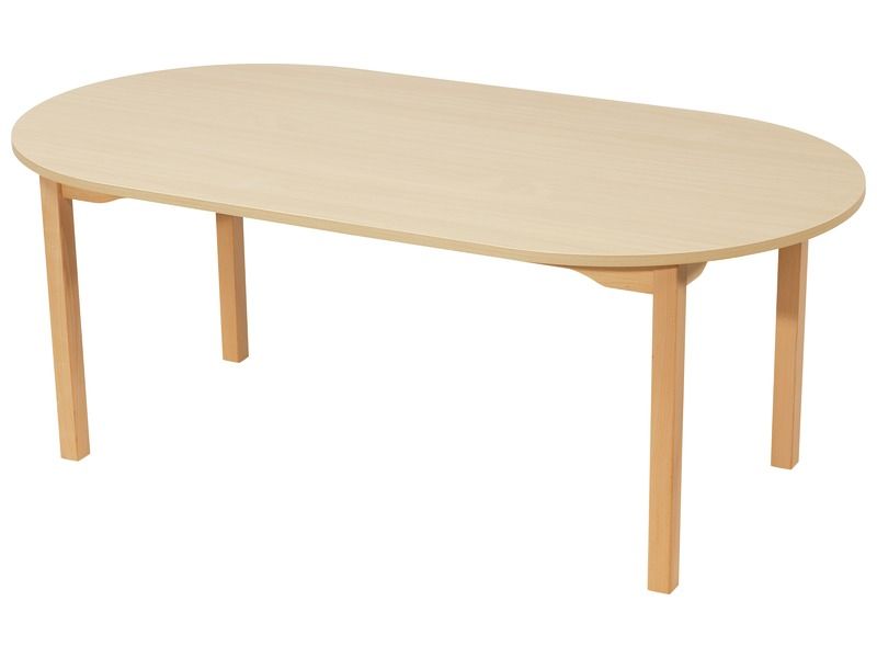 TABLE PLATEAU STRATIFIÉ - PIÉTEMENT EN BOIS - Ovale 150x80 cm