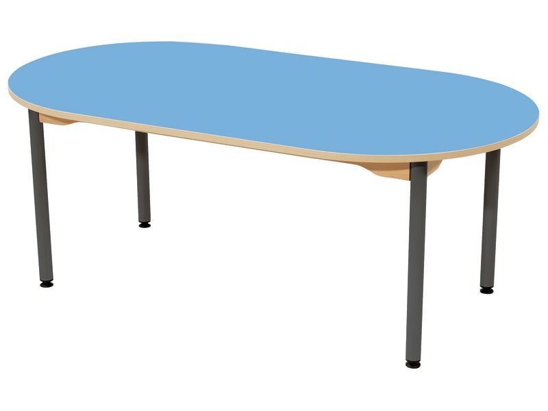 TABLE PLATEAU STRATIFIÉ - PIÉTEMENT MÉTAL GRIS - Ovale 150x80
