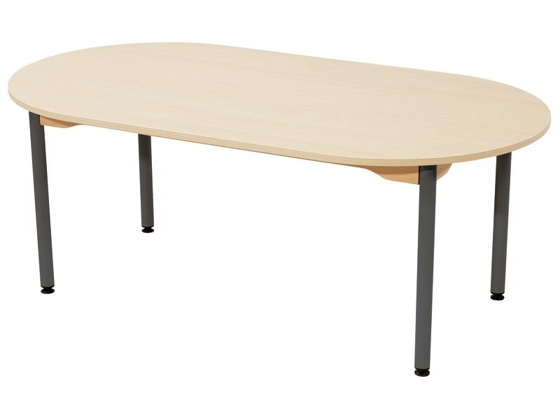 TABLE PLATEAU STRATIFIÉ - PIÉTEMENT MÉTAL GRIS - Ovale 150x80