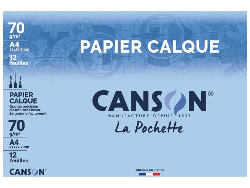 Canson TRACING PAPER WALLET Satin 70 g + adhesive pads included