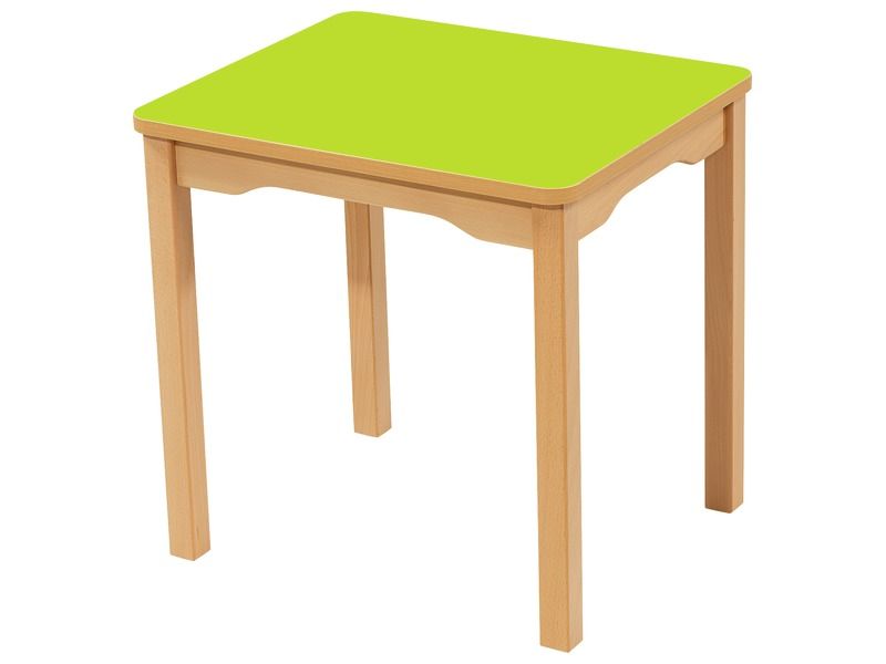 LAMINATED TABLE TOP – WOODEN LEGS – 60x50 cm rectangle
