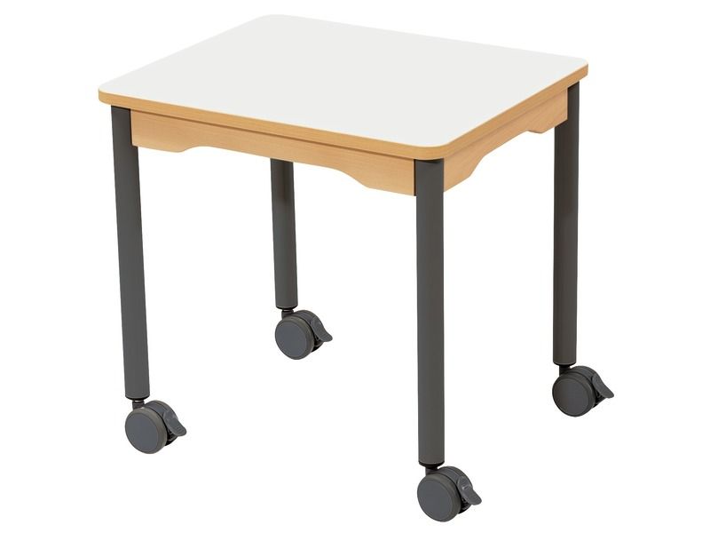 TABLE PLATEAU STRATIFIÉ - PIÉTEMENT À ROULETTES - Rectangle 60x50 cm
