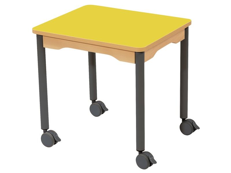 LAMINATED TABLE TOP – LEGS WITH CASTORS – 60x50 cm rectangle
