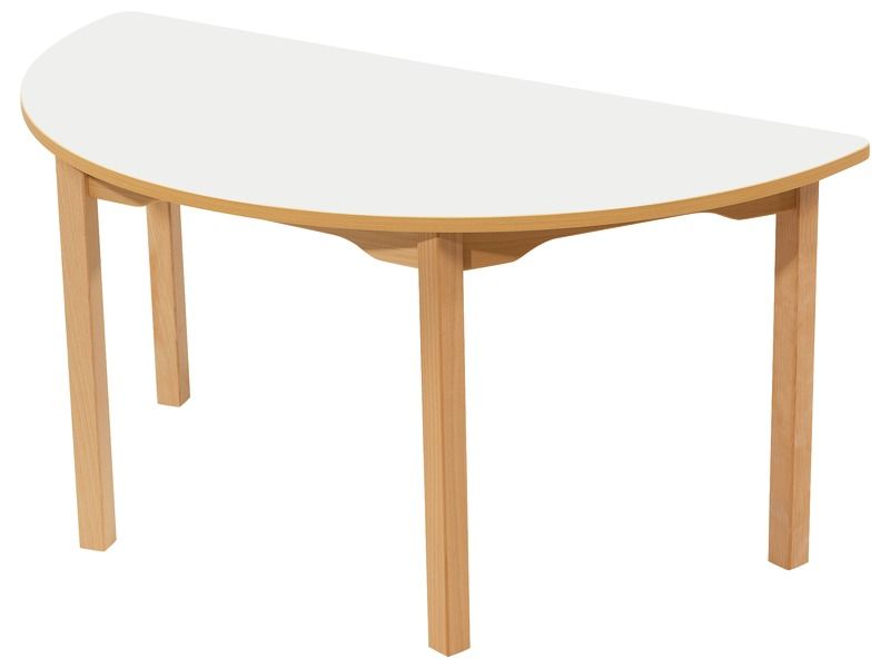LAMINATED TABLE TOP – WOODEN LEGS – 120x60 cm semi-circle