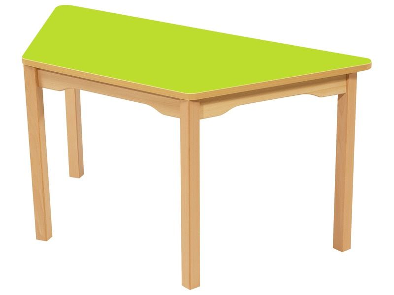 TISCH MIT BESCHICHTETER TISCHPLATTE - FUSSTEIL AUS HOLZ - Trapezform 120x60 cm