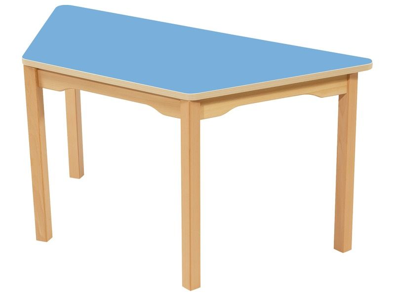 LAMINATED TABLE TOP – WOODEN LEGS – 120x60 cm trapezium