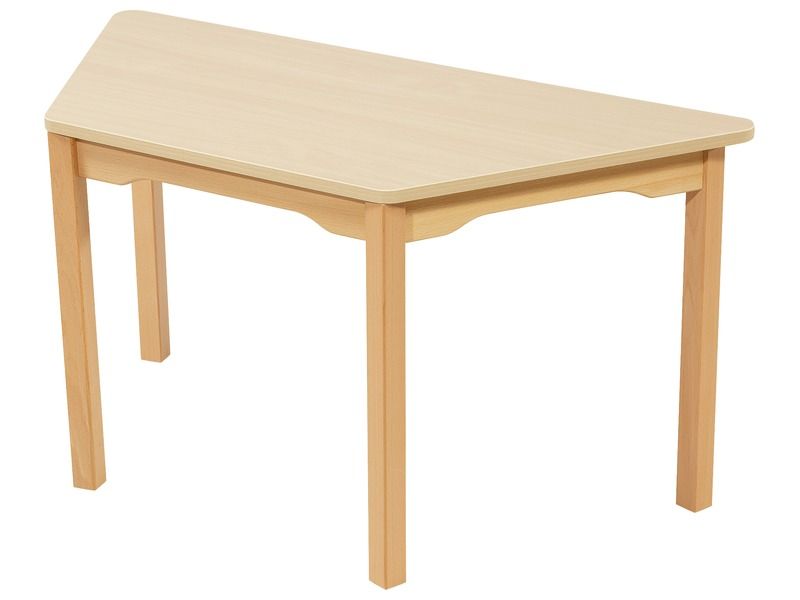 LAMINATED TABLE TOP – WOODEN LEGS – 120x60 cm trapezium