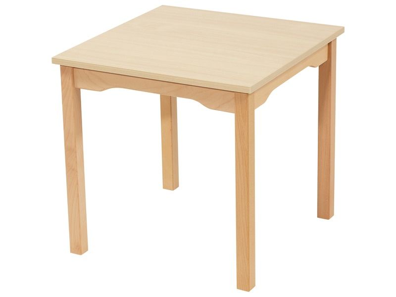 MELAMINE TABLE TOP – WOODEN LEGS – 60x60 cm square