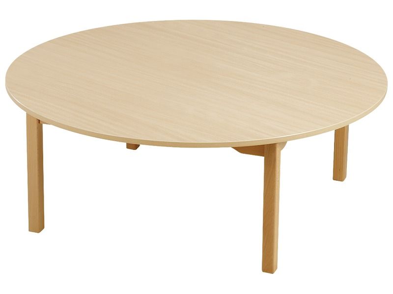 MELAMINE TABLE TOP – WOODEN LEGS – Ø 120 cm circle