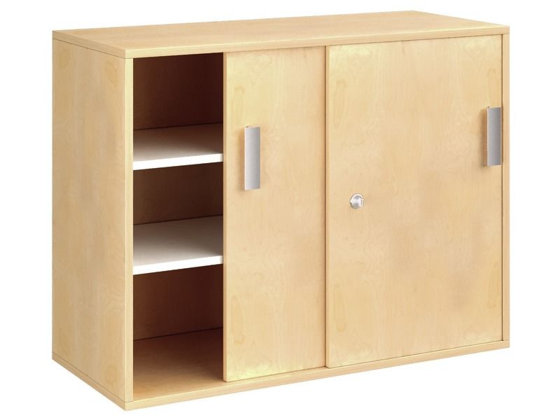 MEUBLE MÉLAMINÉ H: 81 cm - L: 105 cm 2 portes coulissantes, 2 étagères