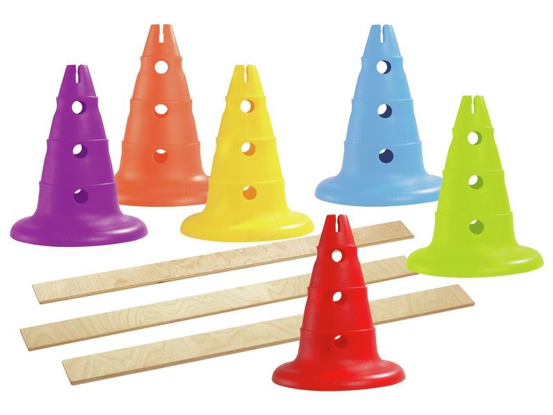 MAXI-SET 6 Kegel H: 32 cm + 3 Latten