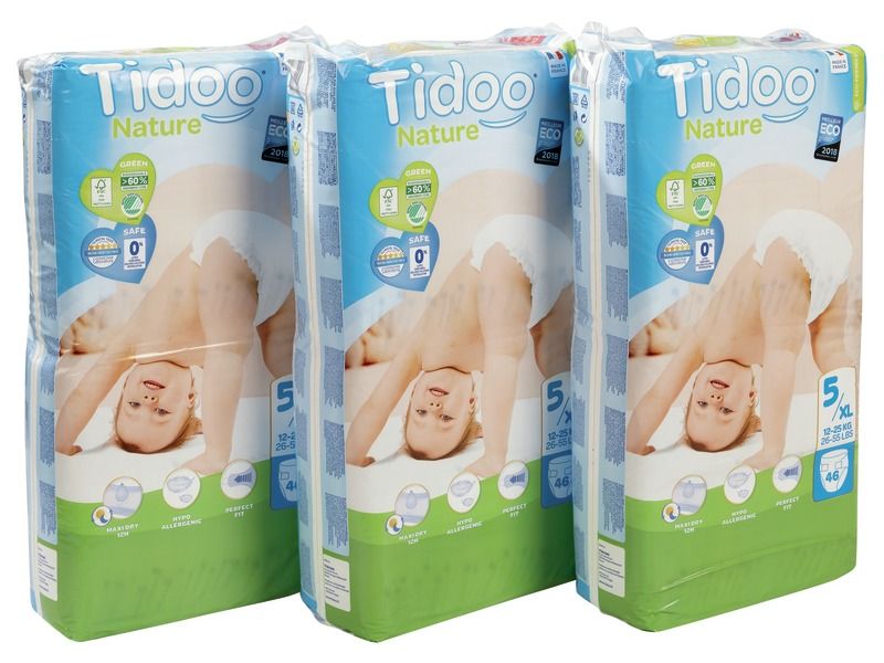 COUCHES JETABLES ÉCOLOGIQUES Tidoo 3 PACKS Taille 5 - 12/25 kg