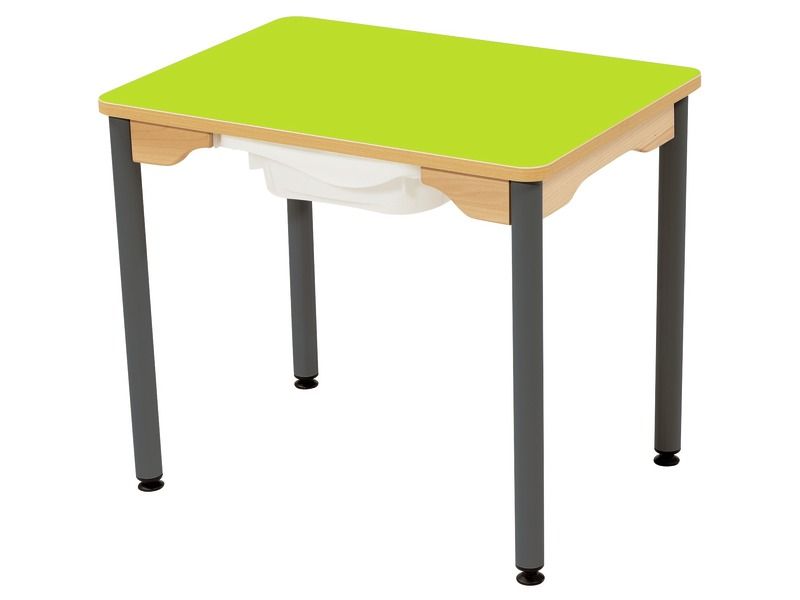 TABLE PLATEAU STRATIFIÉ + BAC - PIÉTEMENT MÉTAL GRIS - Rectangle 70x50 cm