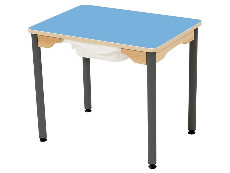 TABLE PLATEAU STRATIFIÉ + BAC - PIÉTEMENT MÉTAL GRIS - Rectangle 70x50 cm