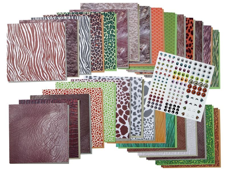 PACK OF ORIGAMI SHEETS AND STICKERS 70 g Animal skins