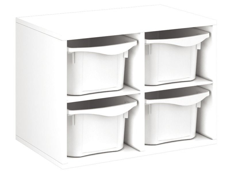 MEUBLE MÉLAMINÉ H: 51 cm - L: 70,5 cm 4 bacs - 2 étagères