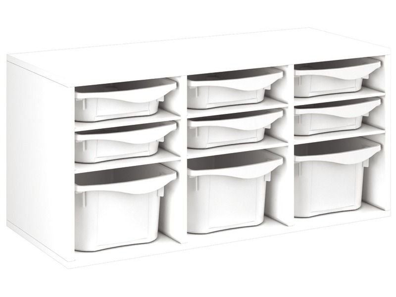 MEUBLE MÉLAMINÉ H: 51 cm - L: 105 cm 9 bacs - 6 étagères