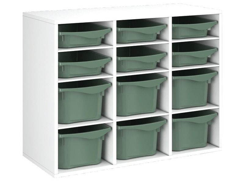 MEUBLE MÉLAMINÉ H: 81 cm - L: 105 cm 12 bacs - 9 étagères