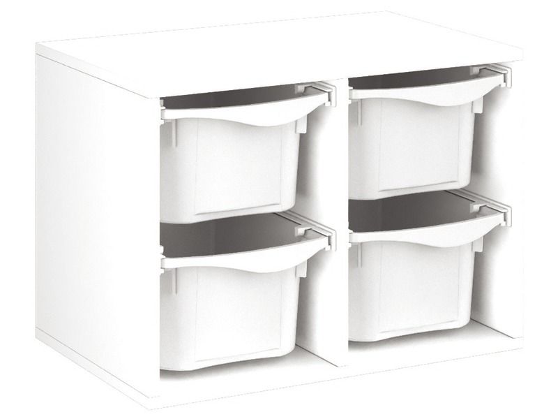 MEUBLE MÉLAMINÉ H: 51 cm - L: 70,5 cm 4 bacs sur rails