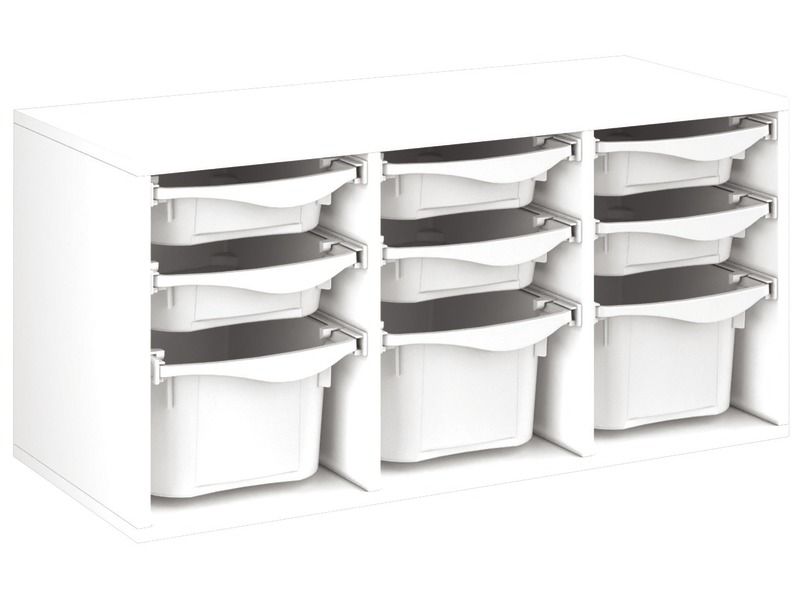 MEUBLE MÉLAMINÉ H: 51 cm - L: 105 cm 9 bacs sur rails