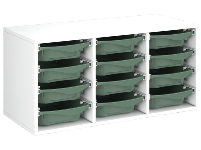 MEUBLE MÉLAMINÉ H: 51 cm - L: 105 cm 12 bacs sur rails
