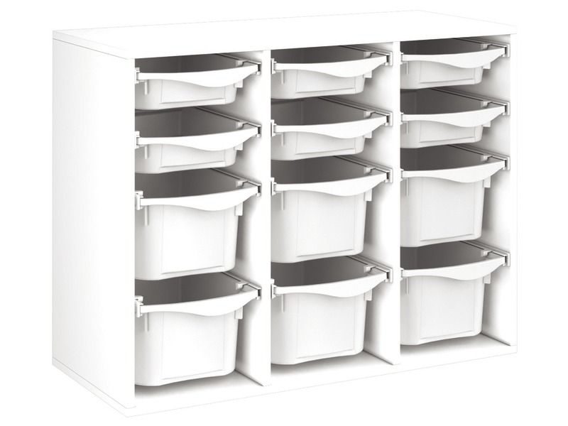 MEUBLE MÉLAMINÉ H: 81 cm - L: 105 cm 12 bacs sur rails