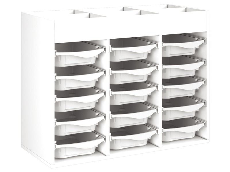 MEUBLE MÉLAMINÉ H: 81 cm - L: 105 cm 15 bacs sur rails