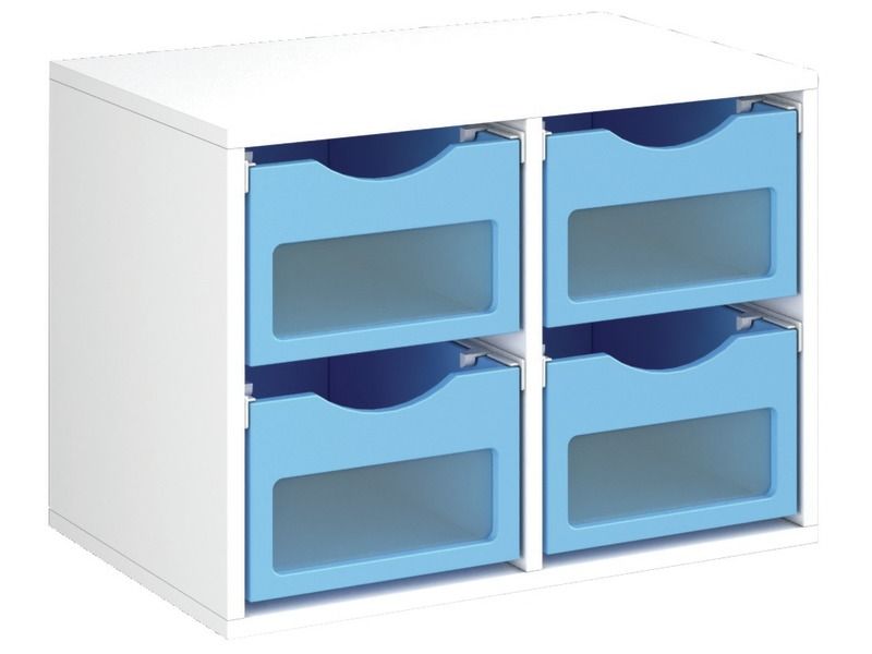 MEUBLE MÉLAMINÉ H: 51 cm - L: 70,5 cm 4 bacs sur rails