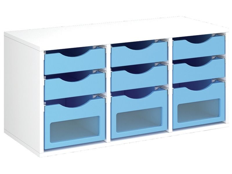 MEUBLE MÉLAMINÉ H: 51 cm - L: 105 cm 9 bacs sur rails
