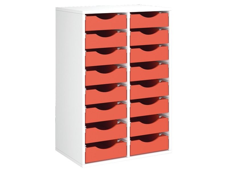 MEUBLE MÉLAMINÉ H: 102 cm - L: 70,5 cm 16 bacs bois sur rails