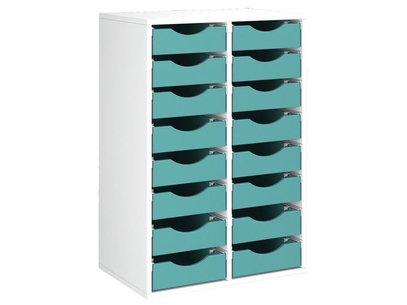 MEUBLE MÉLAMINÉ H: 102 cm - L: 70,5 cm 16 bacs bois sur rails