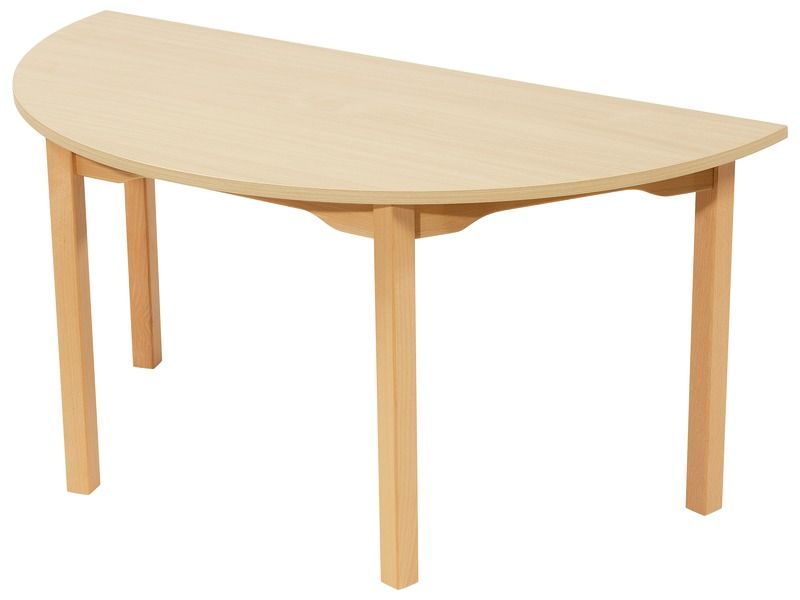 MELAMINE TABLE TOP – WOODEN LEGS – 120x60 cm semi-circle