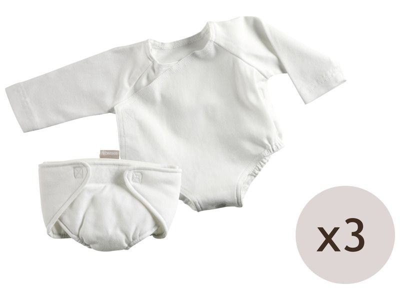 MAXI PACK OF 3 BODYSUITS AND 3 NAPPIES FOR DOLLS