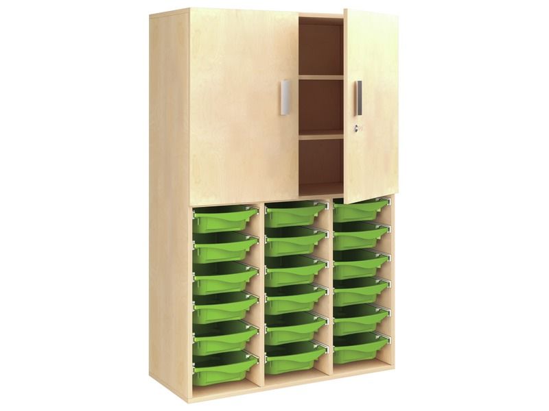 MELAMINE CABINET H: 162 cm - L: 105 cm High doors – 18 containers on...