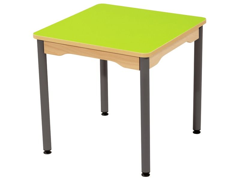 TABLE PLATEAU STRATIFIÉ - PIÉTEMENT MÉTAL GRIS - Carré 60x60 cm
