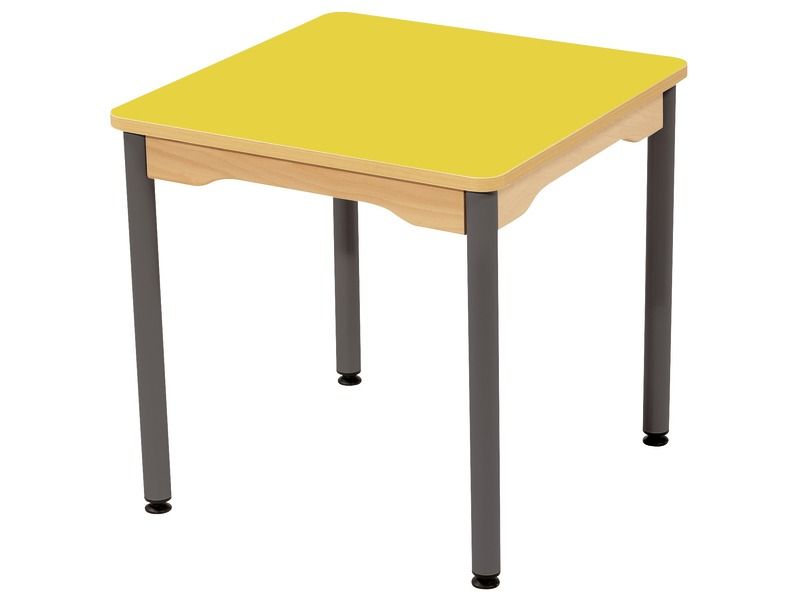 TABLE PLATEAU STRATIFIÉ - PIÉTEMENT MÉTAL GRIS - Carré 60x60 cm