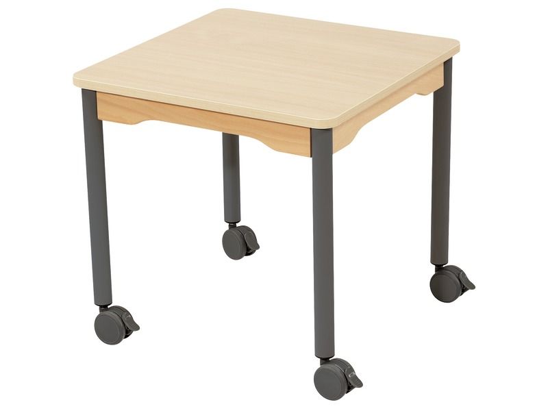 TABLE PLATEAU STRATIFIÉ - PIÉTEMENT À ROULETTES - Carré 60x60 cm