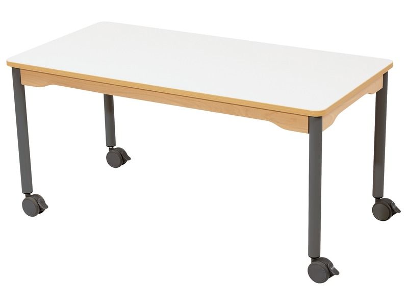 TAFEL MET GELAMINEERD BLAD - ONDERSTEL OP WIELTJES - Rechthoekig 120 x 60 cm