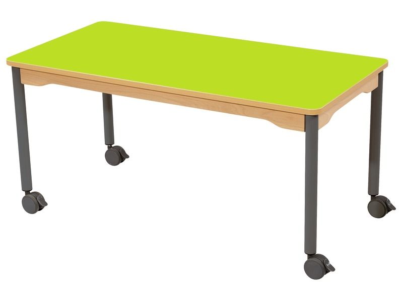 LAMINATED TABLE TOP – LEGS WITH CASTORS – 120x60 cm rectangle
