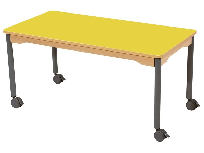 TABLE PLATEAU STRATIFIÉ - PIÉTEMENT À ROULETTES - Rectangle 120x60 cm