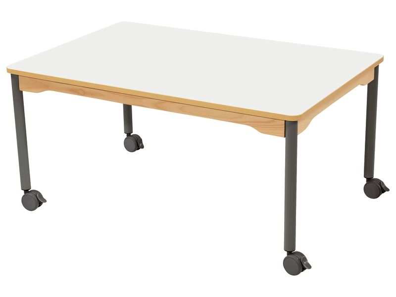 TABLE PLATEAU STRATIFIÉ - PIÉTEMENT À ROULETTES - Rectangle 120x80 cm