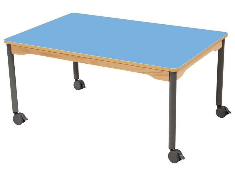 TABLE PLATEAU STRATIFIÉ - PIÉTEMENT À ROULETTES - Rectangle 120x80 cm