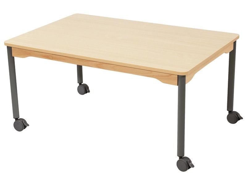 TISCH MIT BESCHICHTETER TISCHPLATTE - FUSSTEIL MIT ROLLEN - Rechteckig 120x80 cm