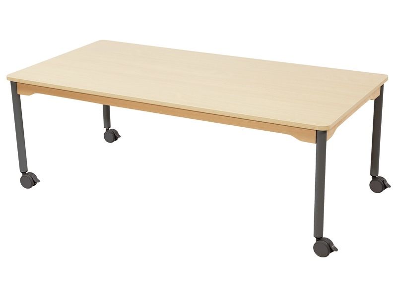 TISCH MIT BESCHICHTETER TISCHPLATTE - FUSSTEIL MIT ROLLEN - Rechteckig 160x80 cm