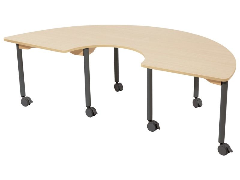 LAMINATED TABLE TOP – LEGS WITH CASTORS – 180x90 cm semi-circle