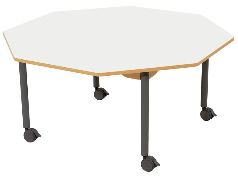 LAMINATED TABLE TOP – LEGS WITH CASTORS – Octagon Ø 120 cm.