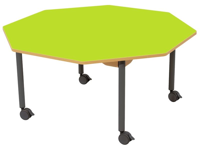 LAMINATED TABLE TOP – LEGS WITH CASTORS – Octagon Ø 120 cm.