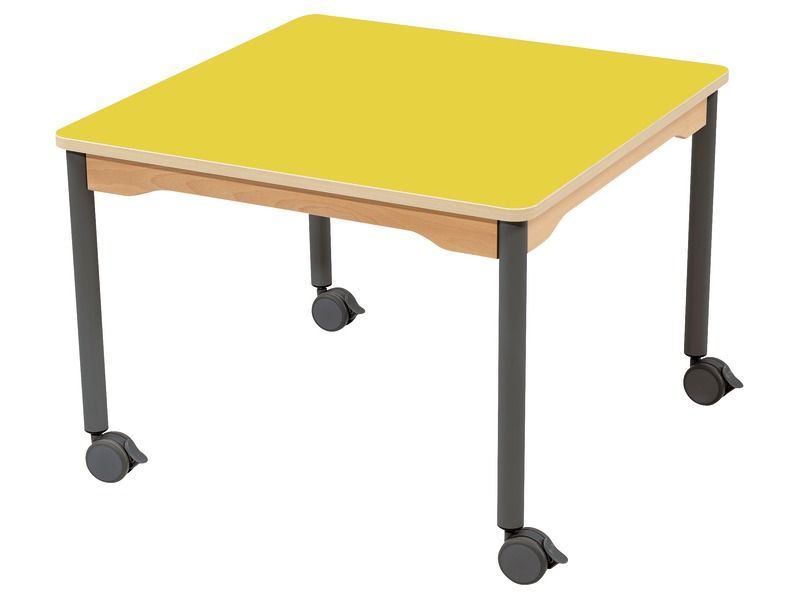 LAMINATED TABLE TOP – LEGS WITH CASTORS – 80x80 cm square